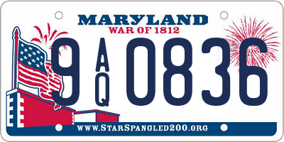 MD license plate 9AQ0836