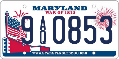 MD license plate 9AQ0853