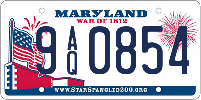 MD license plate 9AQ0854