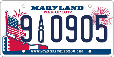 MD license plate 9AQ0905