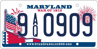 MD license plate 9AQ0909