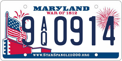 MD license plate 9AQ0914