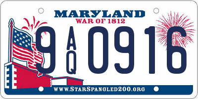 MD license plate 9AQ0916