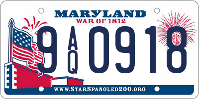 MD license plate 9AQ0918