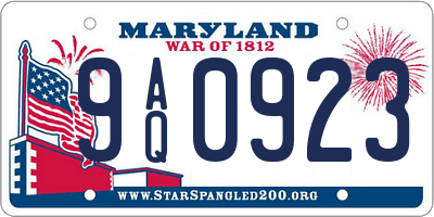 MD license plate 9AQ0923