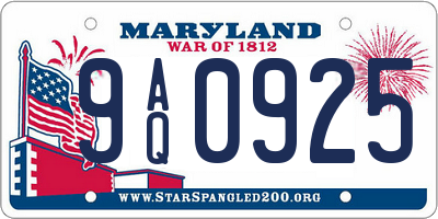 MD license plate 9AQ0925