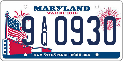 MD license plate 9AQ0930