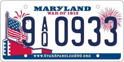 MD license plate 9AQ0933