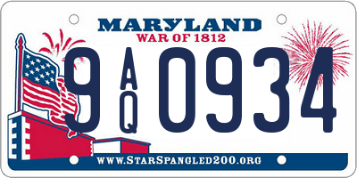 MD license plate 9AQ0934