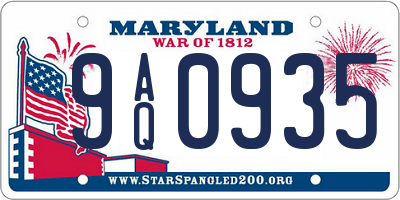 MD license plate 9AQ0935