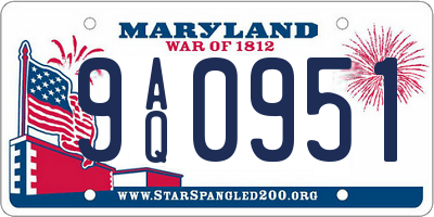 MD license plate 9AQ0951