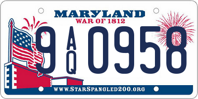 MD license plate 9AQ0958