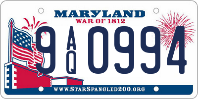 MD license plate 9AQ0994