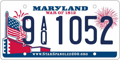 MD license plate 9AQ1052