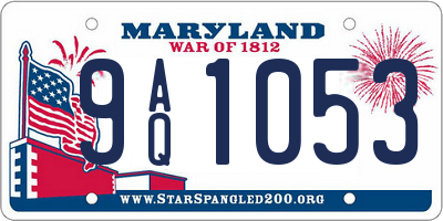 MD license plate 9AQ1053