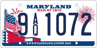 MD license plate 9AQ1072