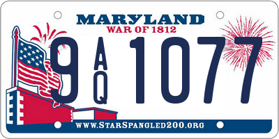 MD license plate 9AQ1077