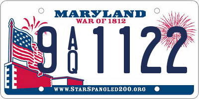 MD license plate 9AQ1122