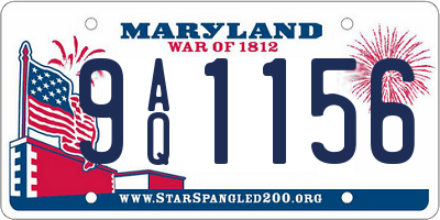 MD license plate 9AQ1156