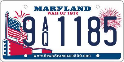 MD license plate 9AQ1185