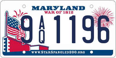 MD license plate 9AQ1196