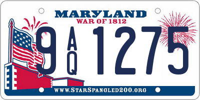 MD license plate 9AQ1275
