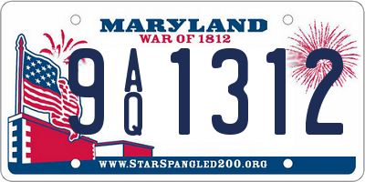 MD license plate 9AQ1312