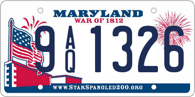 MD license plate 9AQ1326
