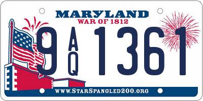 MD license plate 9AQ1361