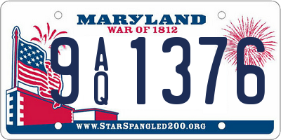 MD license plate 9AQ1376