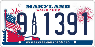 MD license plate 9AQ1391