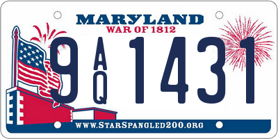 MD license plate 9AQ1431