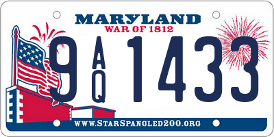 MD license plate 9AQ1433