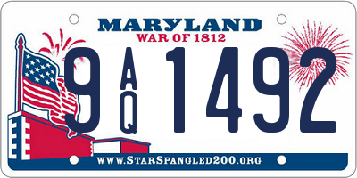 MD license plate 9AQ1492