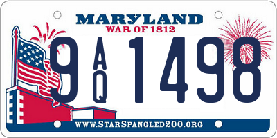 MD license plate 9AQ1498