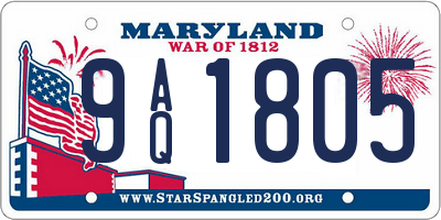 MD license plate 9AQ1805