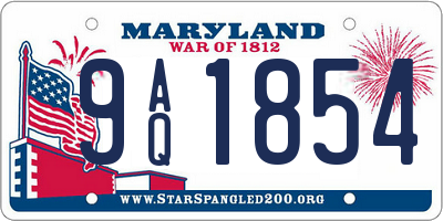 MD license plate 9AQ1854