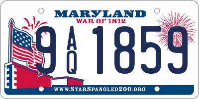 MD license plate 9AQ1859