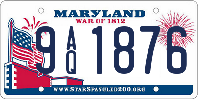 MD license plate 9AQ1876
