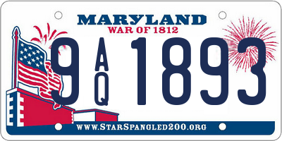 MD license plate 9AQ1893