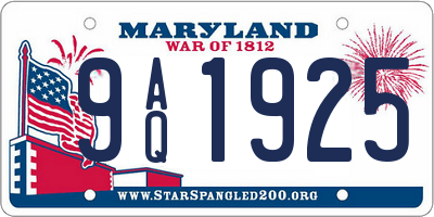 MD license plate 9AQ1925