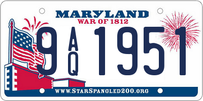 MD license plate 9AQ1951
