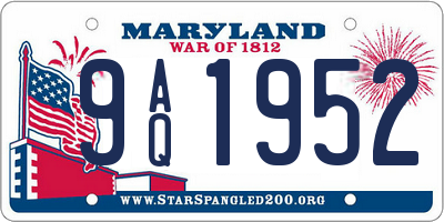 MD license plate 9AQ1952