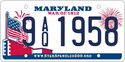 MD license plate 9AQ1958