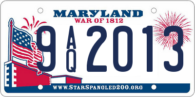 MD license plate 9AQ2013