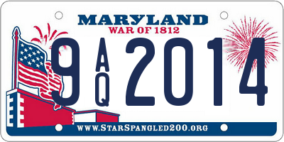 MD license plate 9AQ2014