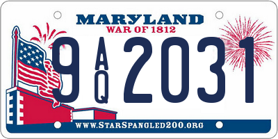 MD license plate 9AQ2031