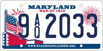 MD license plate 9AQ2033