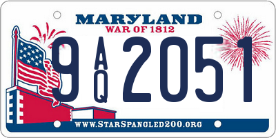 MD license plate 9AQ2051