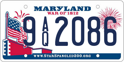 MD license plate 9AQ2086
